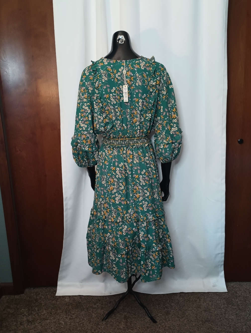Max Studio Boho Whimsical Forest Fairy Dress Small Green Bloomcore Peasant NWT - Picture 5 of 14